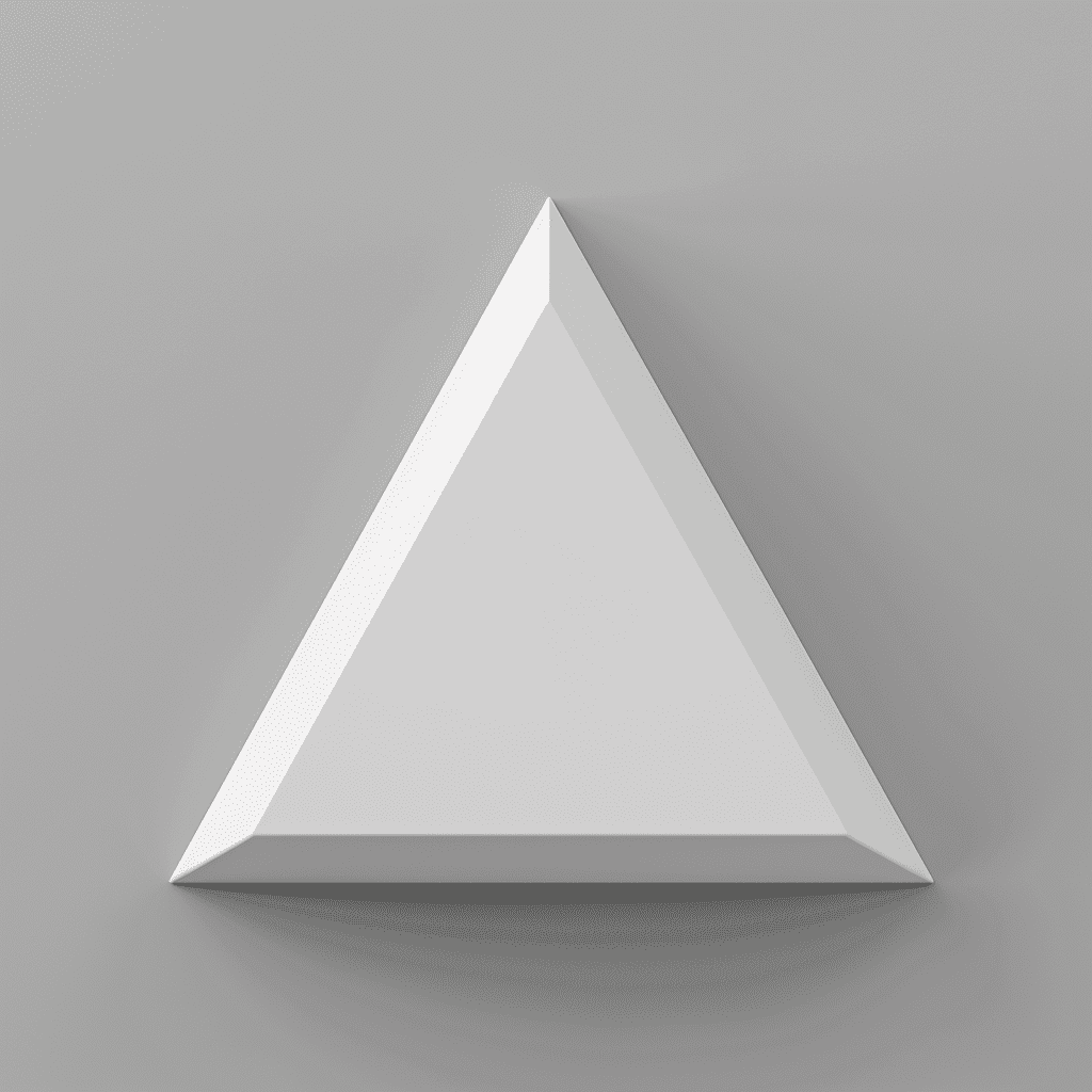 a white triangle on a grey surface